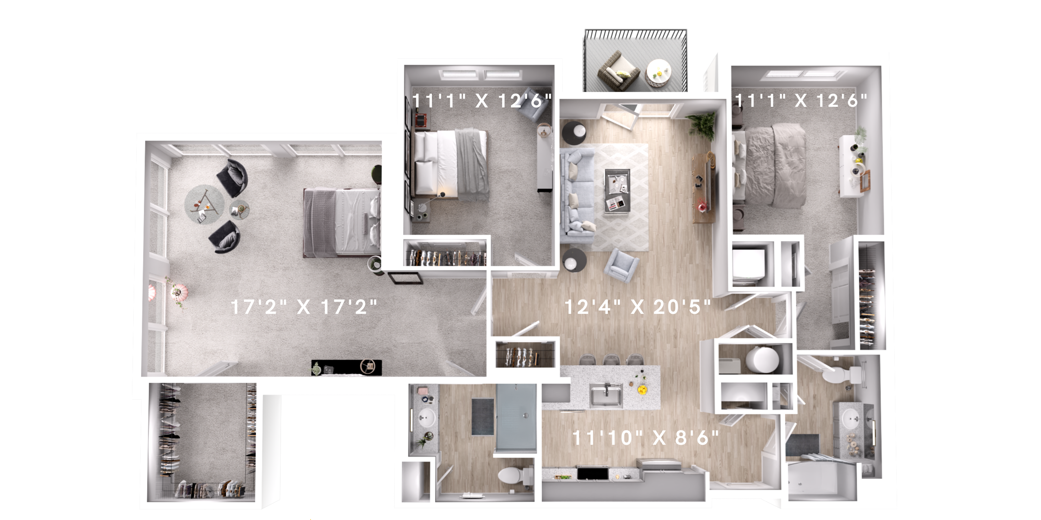 3BR 2BA (1489 Sf)